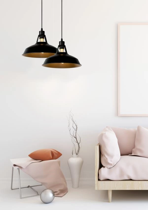 Lucide BRASSY-BIS - Pendant light - Ø 31 cm - 1xE27 - Black - atmosphere 1